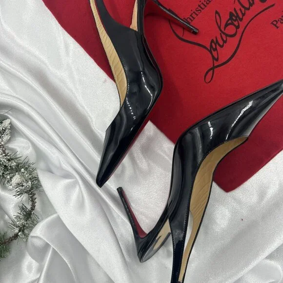 Christian Louboutin Kate Sling Back Patent Calfskin 85mm Red Sole Pumps - Picture 15 of 16